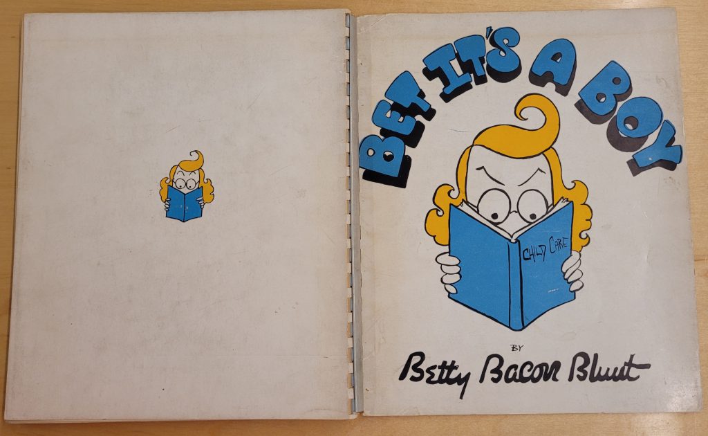 Front and back cover of 1940 "Bet It's A Boy" with plastic comb binding.