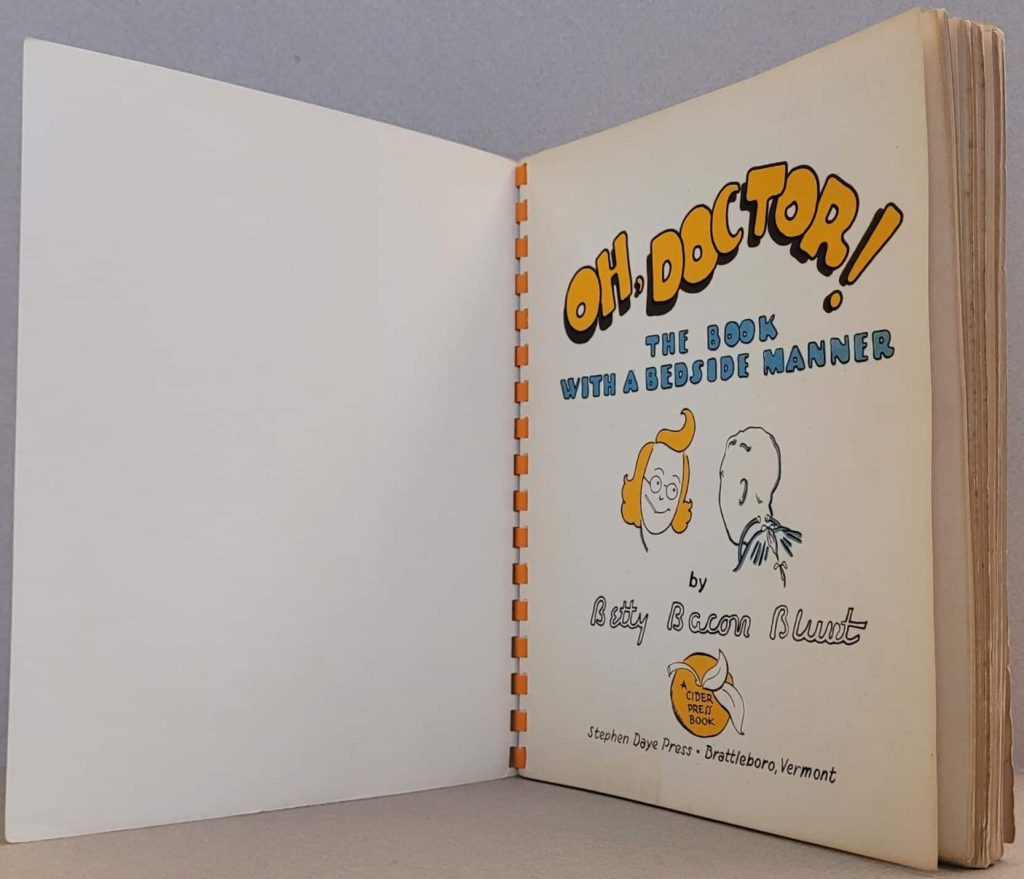 Title page to Betty Bacon Blunt’s 1941 wordless story, Oh, Doctor!