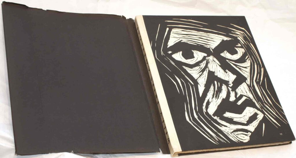 Dust jacket and Front Cover
for Fries' edition of gottlose limited to 31 to 250 numbered copies.