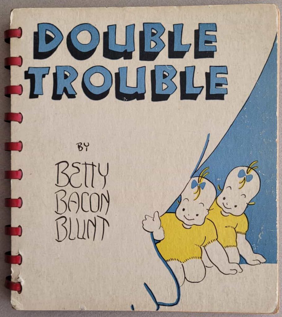 Front cover of Betty Bacon Blunt's wordless novel,
Double Trouble. Note the yellow versus
the orange/gold used in earlier books.
