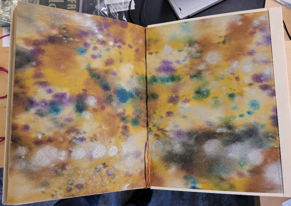 hand coloured end papers for
Fries' edition of gottlose limited to 30 copies.