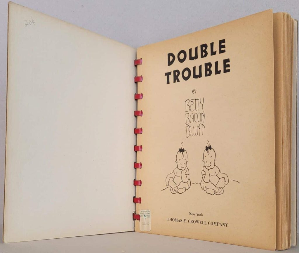 Title page of Betty Bacon Blunt's wordless
novel, Double Trouble with publisher:
Thomas Y. Crowell Company, New York