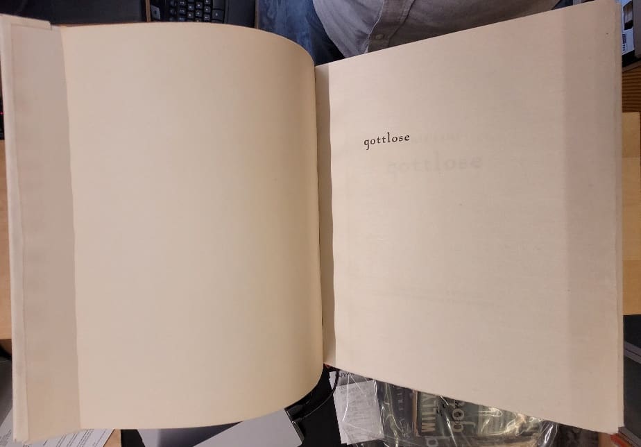 Half-title page for
Fries' edition of gottlose limited to 30 copies.