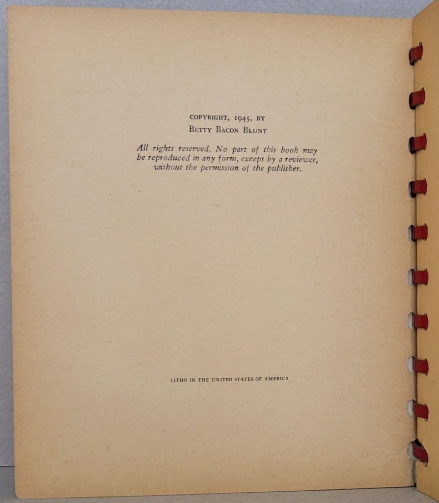 1st printing of Betty Bacon Blunt's 1945
wordless novel, Double Trouble.