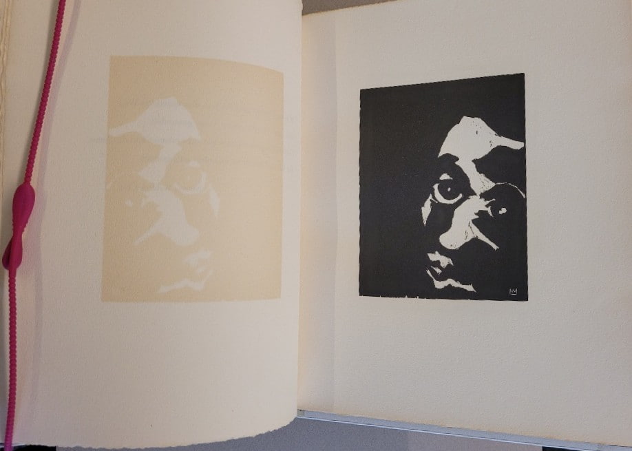 Frontis (self-portrait) is unsigned
for Fries' edition of gottlose limited to 31 to 250 numbered copies.
