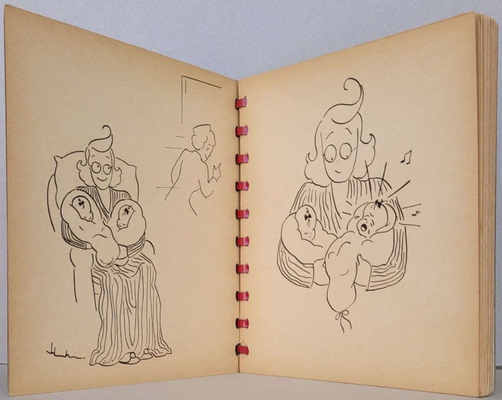 Sample pages of Betty Bacon Blunt's wordless novel,
Double Trouble. Images printed verso and recto.