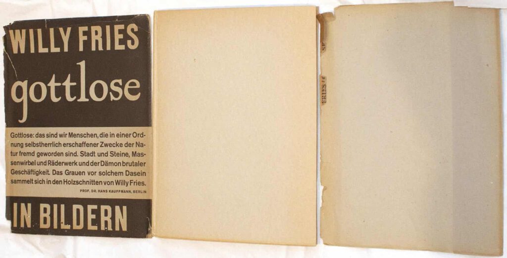Dust Jacket fragments and book
for Fries' Trade edition of gottlose.