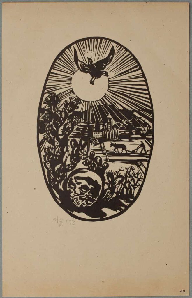 Last image of Ari Glas' 1943 wordless story,Through the Night. Titled:The New Dawn.