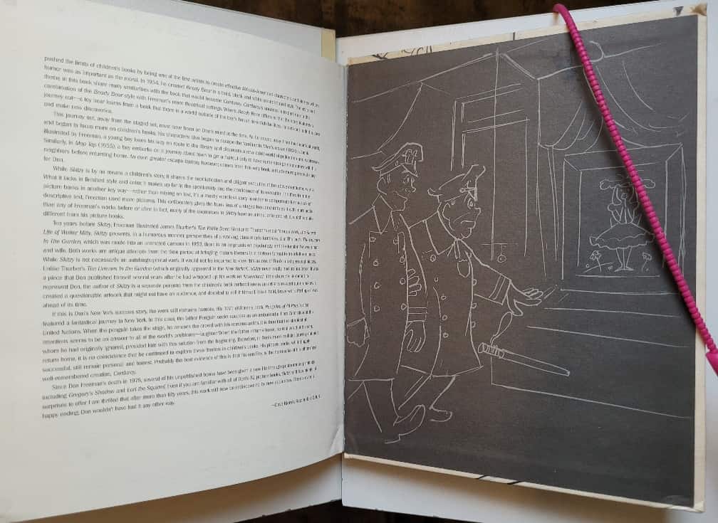 Rear paste-down of Don Freeman's wordless 2008 reprint of Skitzy.
Is this copy missing a black RFEP????