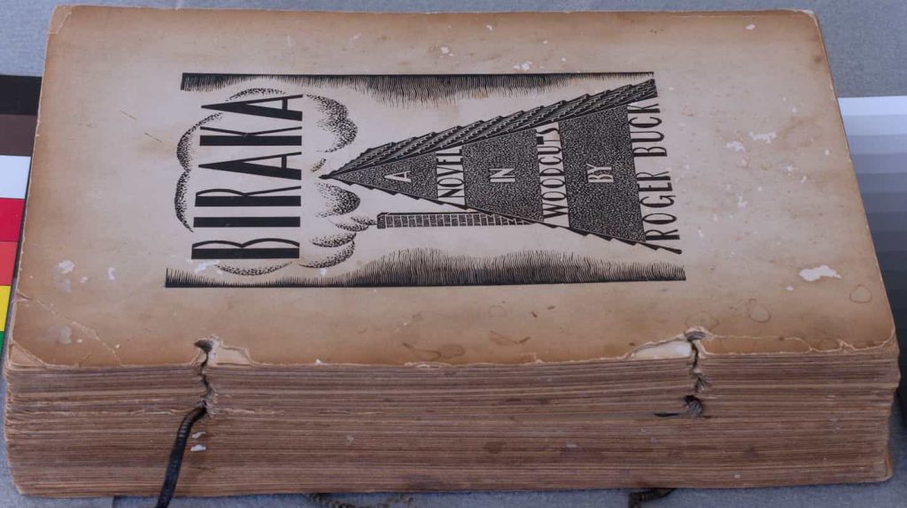 Proof copy of Roger Buck's 1934 wordless novel, Biraka.