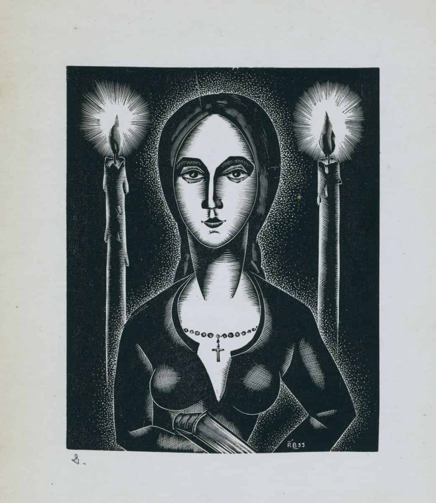Plate #2 from a proof copy of Roger Buck's
wordless novel, Biraka, showing a pencilled
number "2".