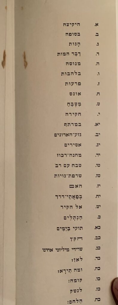 Index of images - lists 28 images; two images from the 1943 edition were dropped and ten new ones were added. Index of Ari Glas' 1945 wordless holocaust story, Leilot.