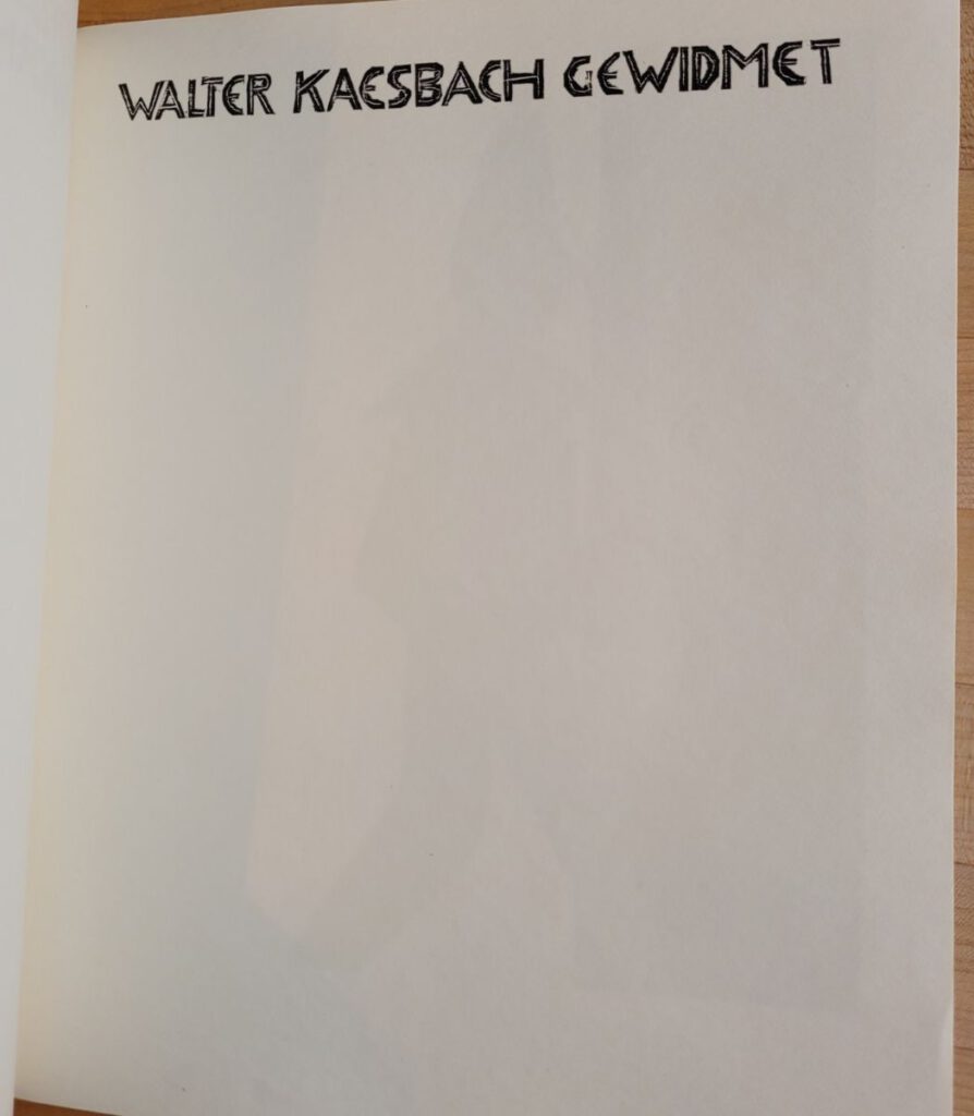 Dedication page to Walter Kaesbach for Gothein's 1949 Die Seiltänzerin Und Ihr Clown.