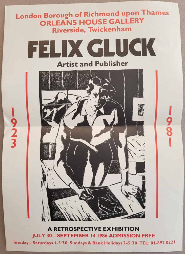 1986 poster for Felix Gluck retrospective exhibition.