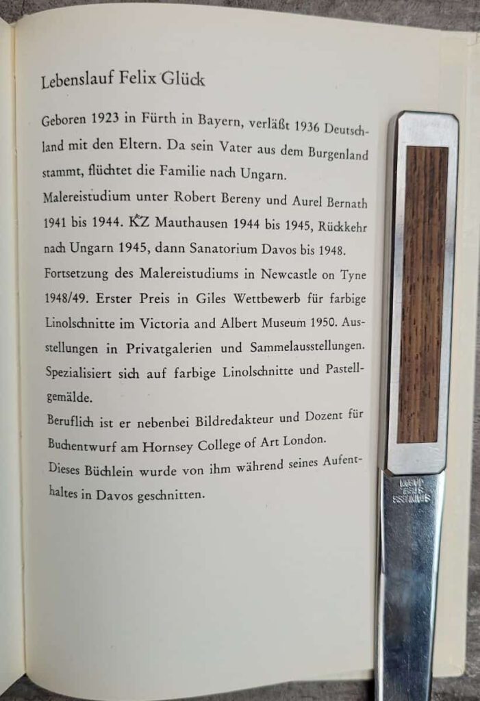 Introduction to the 1966 wordless novel by Felix Gluck, Trostbüchlein für Liebende.