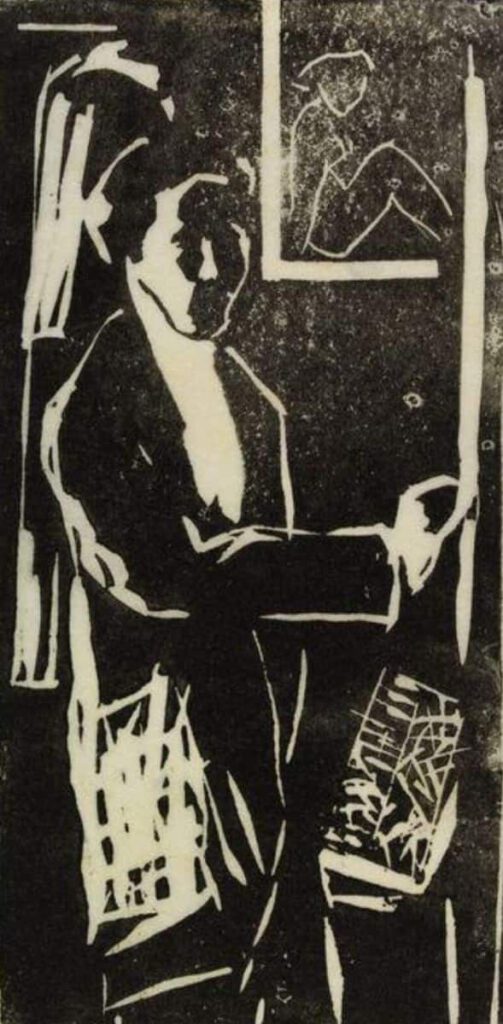 Lino-cut self-portrait 1946.
Image credit: Victoria and Albert Museum