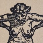 The Maiden in Robert Budzinski's 1924 wordless narrative, victorious over Death, looks down at a pile of bones.