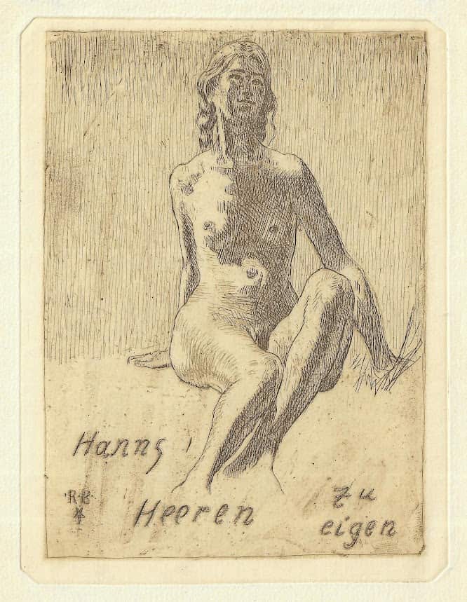 Print # 222 in the Budzinski catalogue was used for this print, with the pentagram showing two points upwards in the lower left beside the initials.